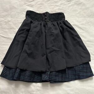 Axes Femme layered grey plaid peekaboo skirt with cute lace and button details